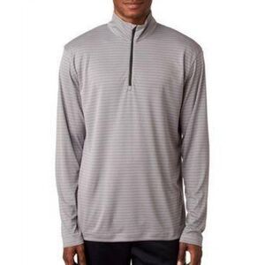 Ultra Club  Striped 1/4-Zip Pullover  L Grey